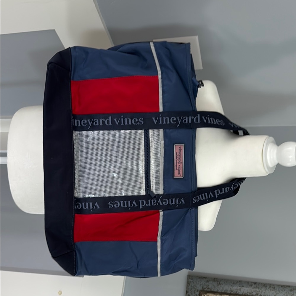 Vineyard Vines Blue and Red Duffel Bag